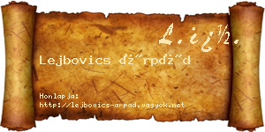 Lejbovics Árpád névjegykártya